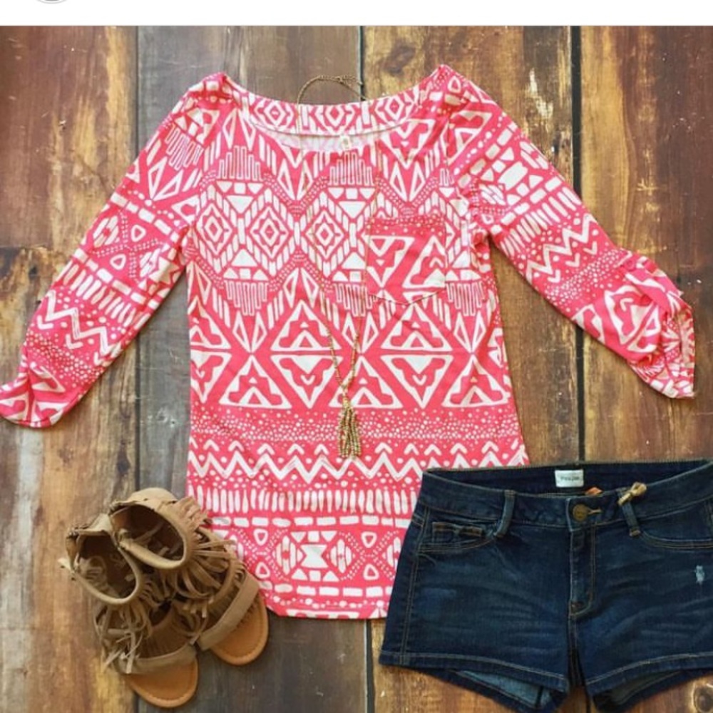 Pink and white DNA couture top
